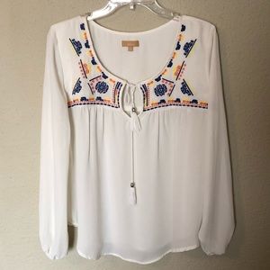 TAKARA White Long Sleeves Top colorful embroidery
